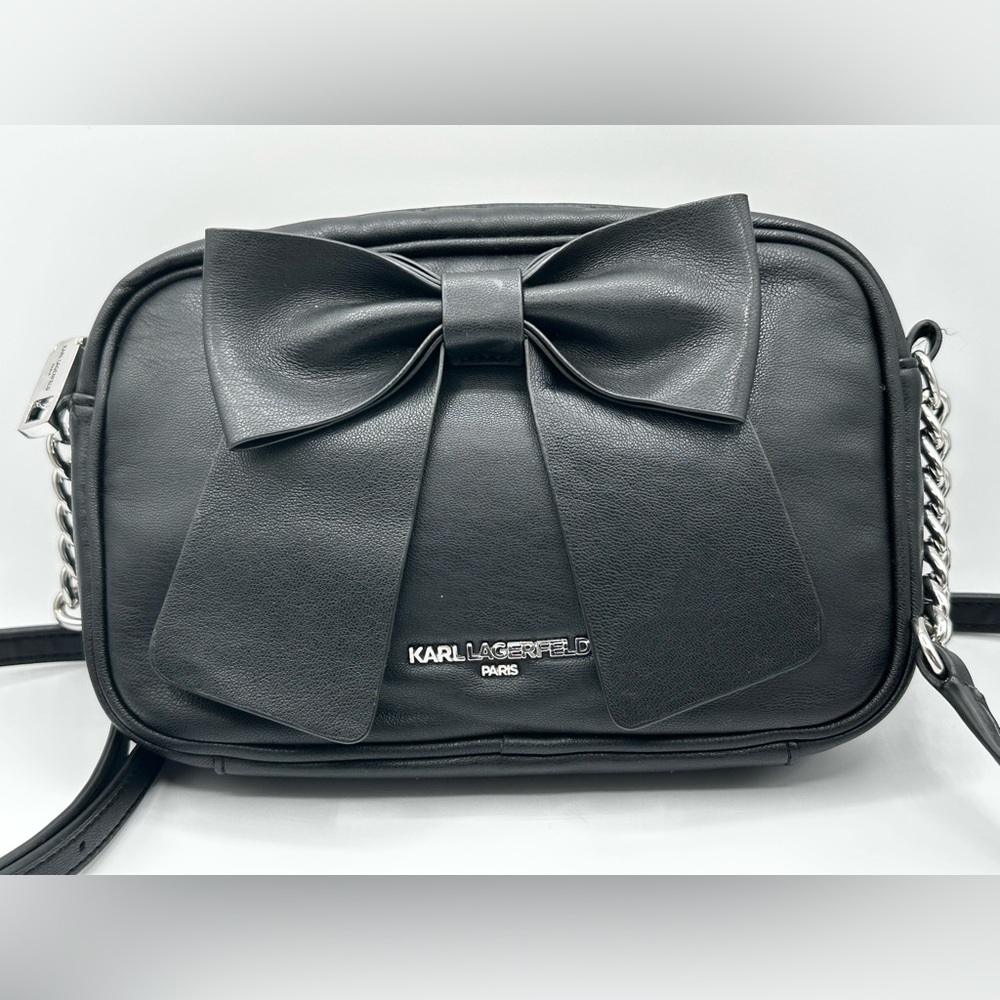 Karl Lagerfeld Black Crossbody Bag with Bow Detail